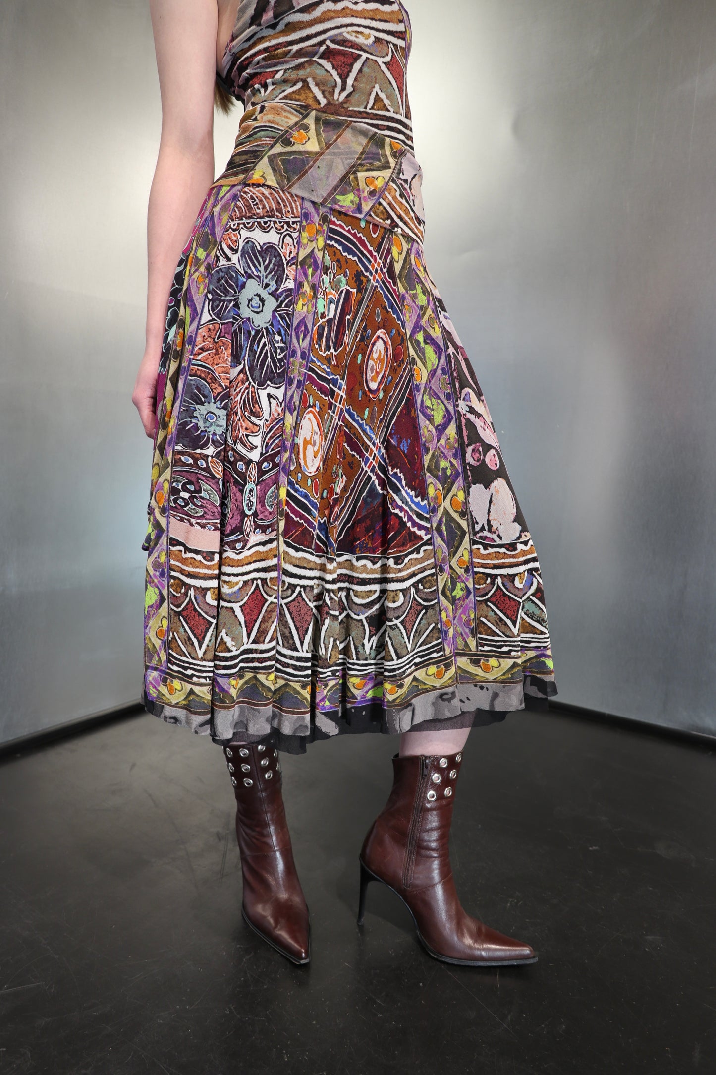 Gaultier Soleil Trompe L'oeil Tribal Mesh Dress