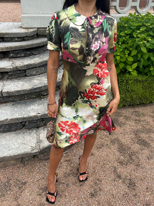 Galliano luxurious floral silk dress