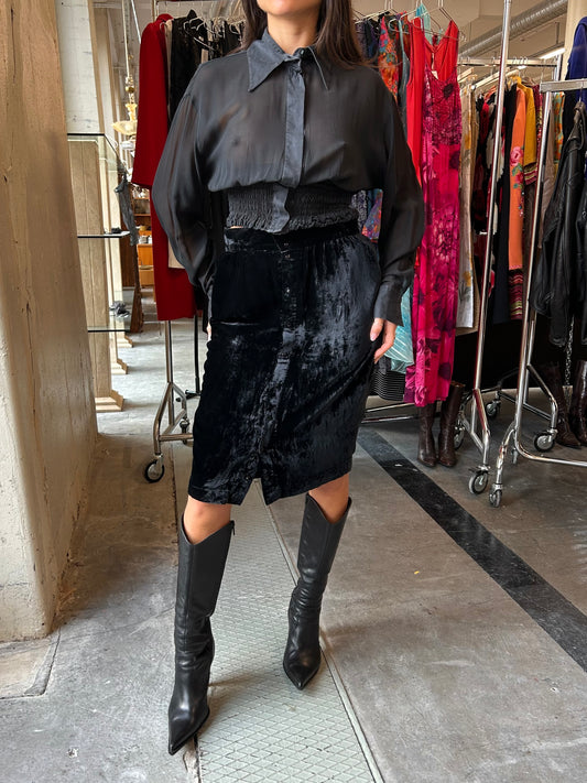 Mugler velour pencil skirt