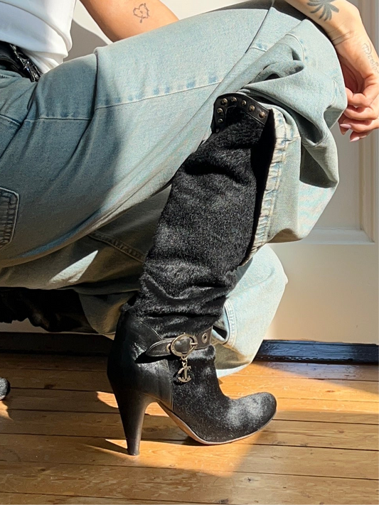 Just Cavalli Studded Ponyhair Boots