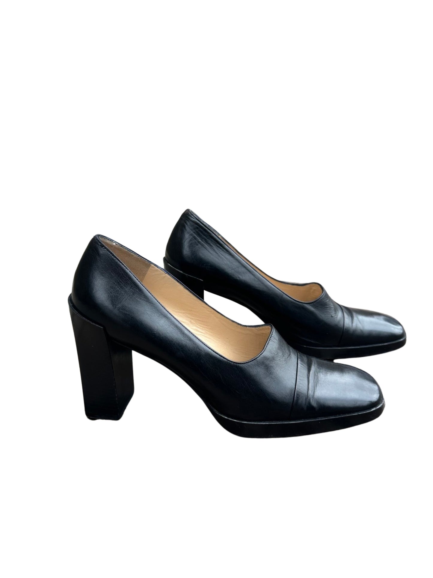 Gucci Black Square Toe Leather Platform