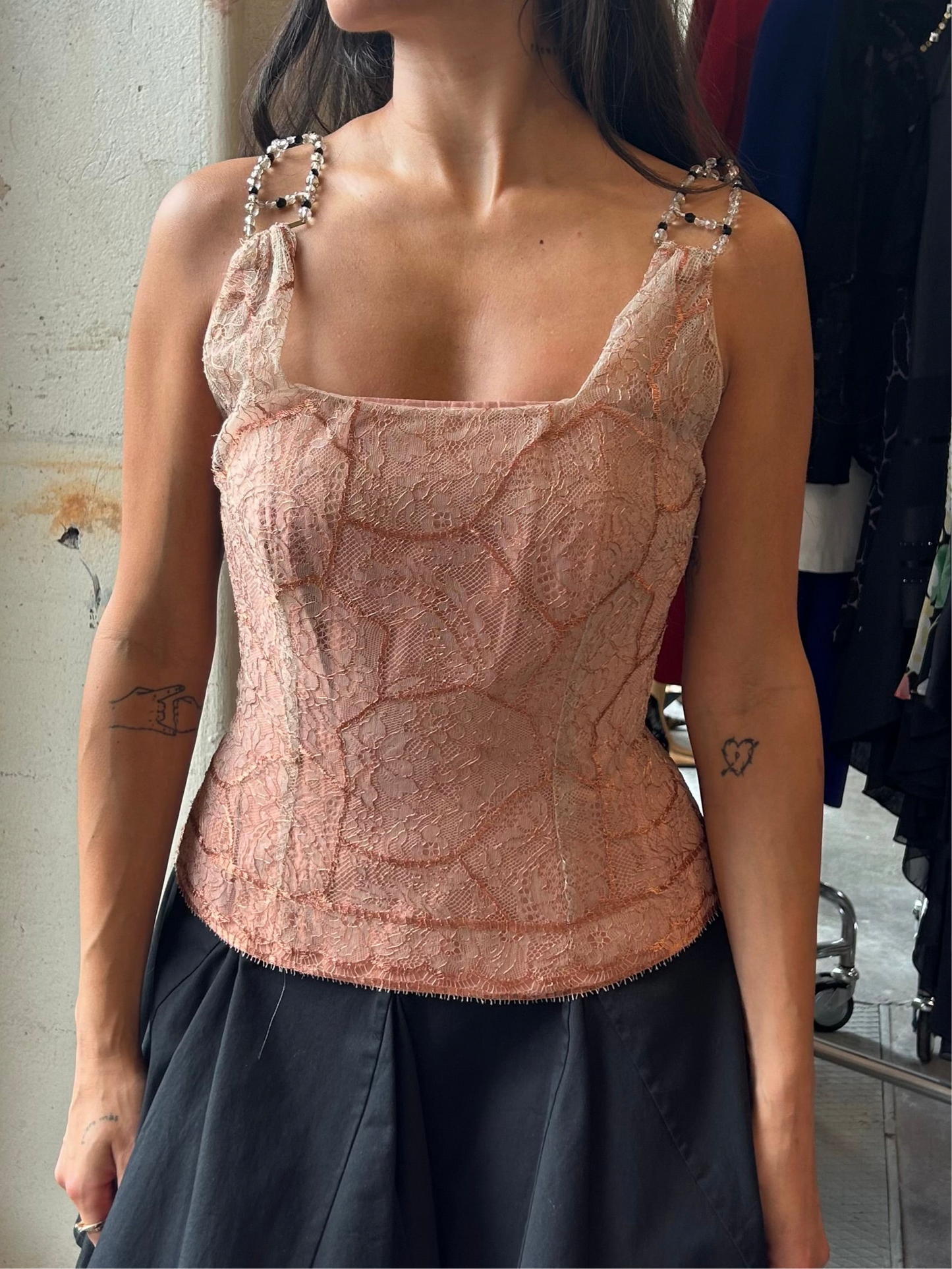 Couture lace and beading corset top