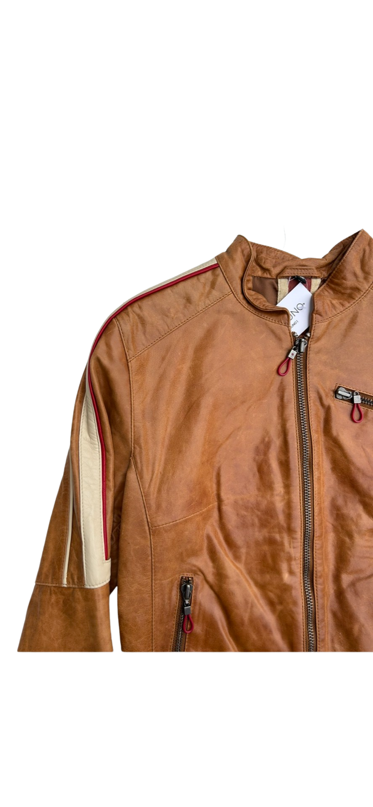 Bronze brown biker leather jacket