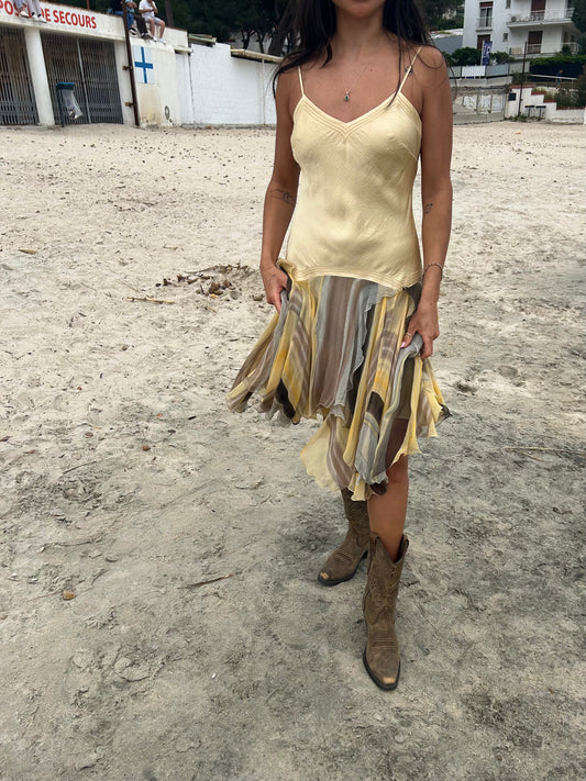 Romantic Silk Flounce Dress 90’s