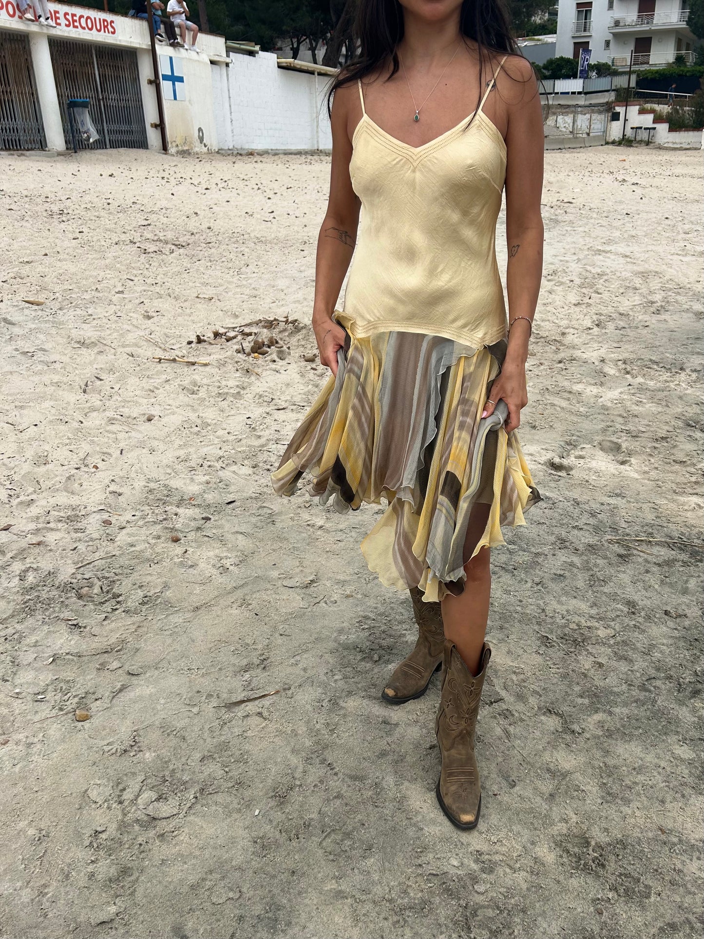 Romantic Silk Flounce Dress 90’s