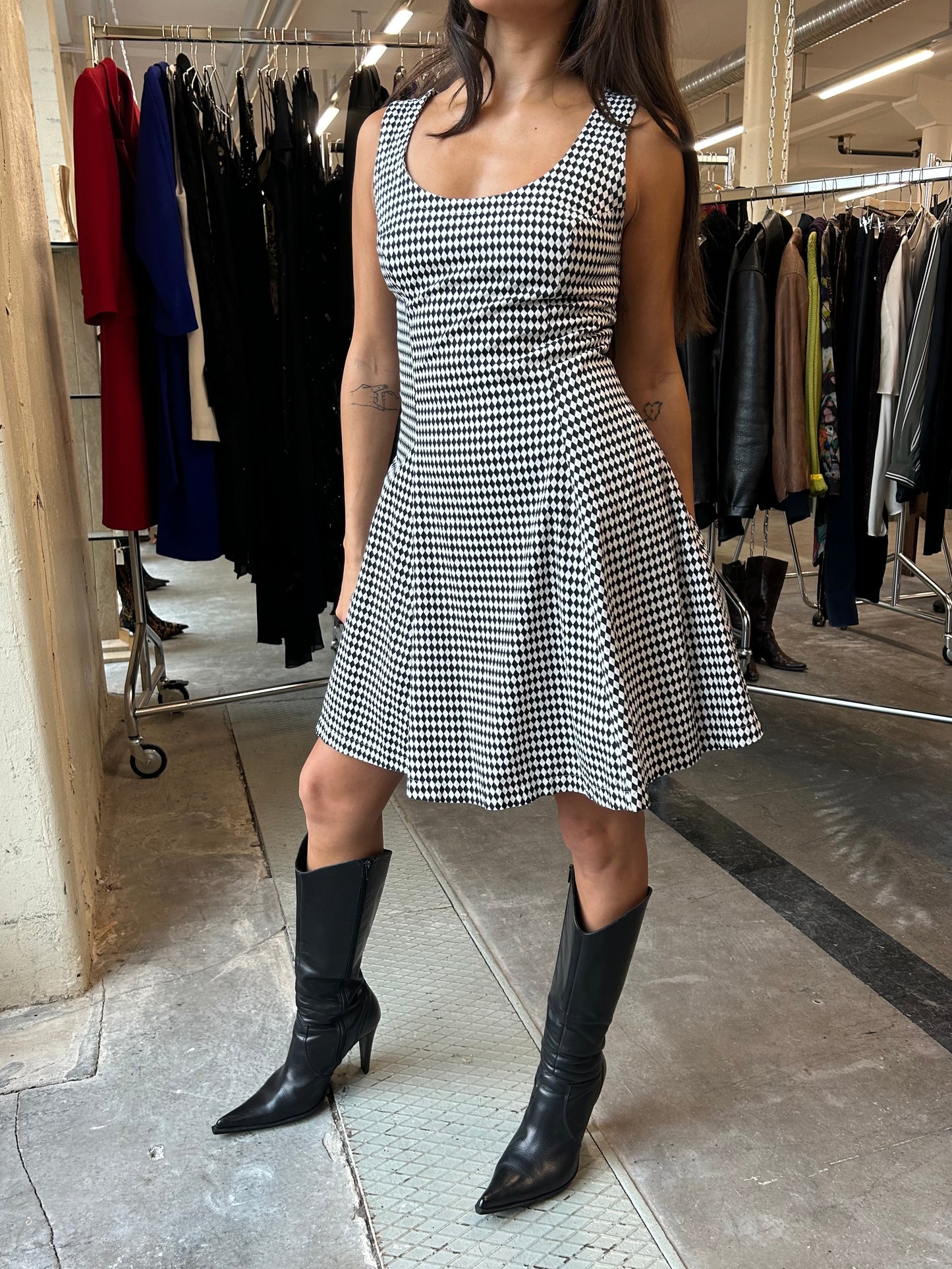 Versace argyle scoop dress