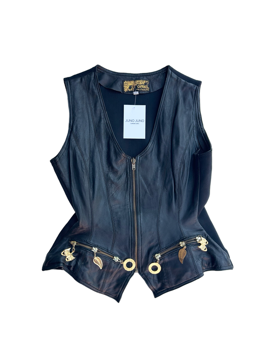 80’s black & gold embellished vest