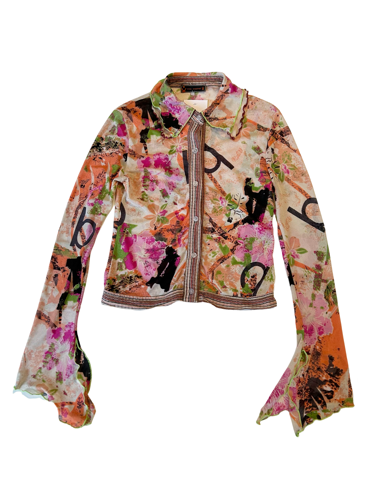 Cop Copine mermaid sleeve mesh blouse