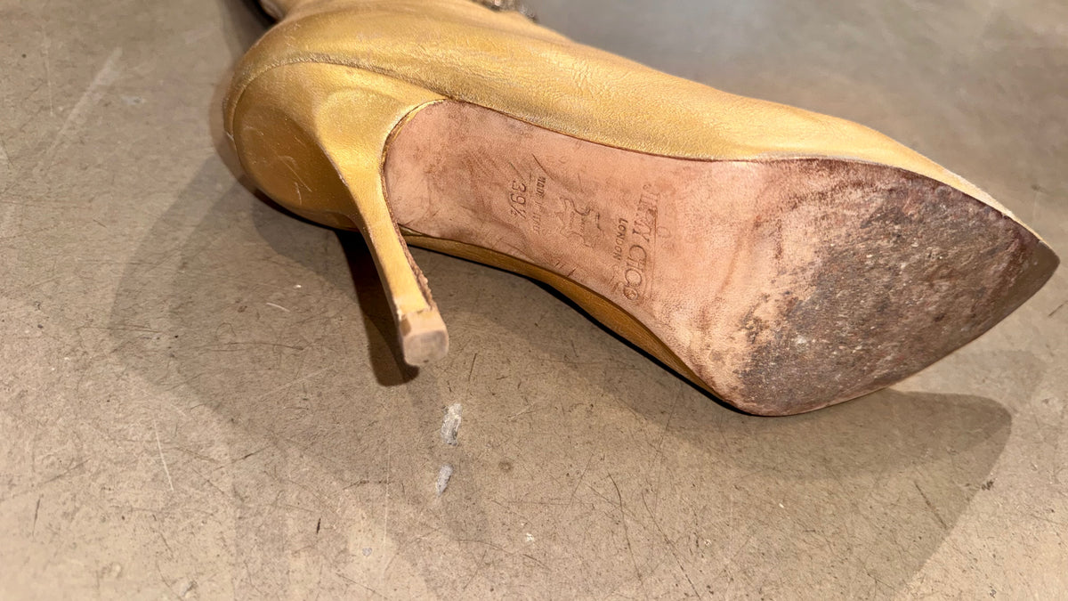 Jimmy Choo Golden Metal Tassel Boots