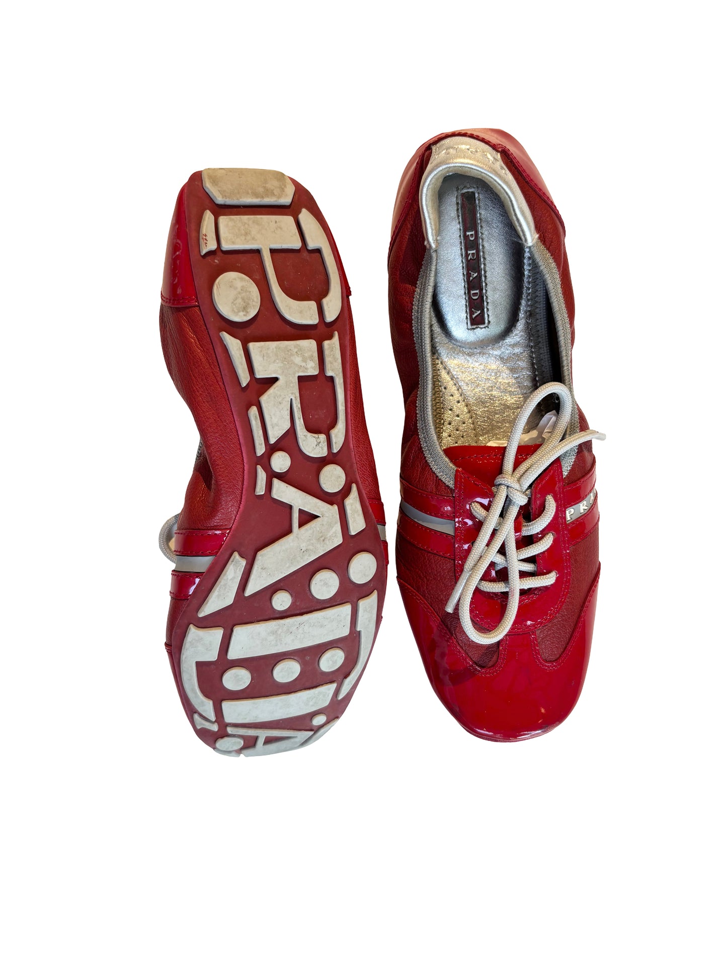 Prada Red Patent Leather Ballet Sneakers