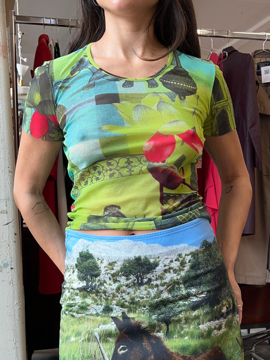 Kenzo printed mesh top