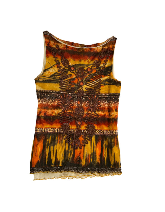 Sonia Fortuna embroidered mesh top