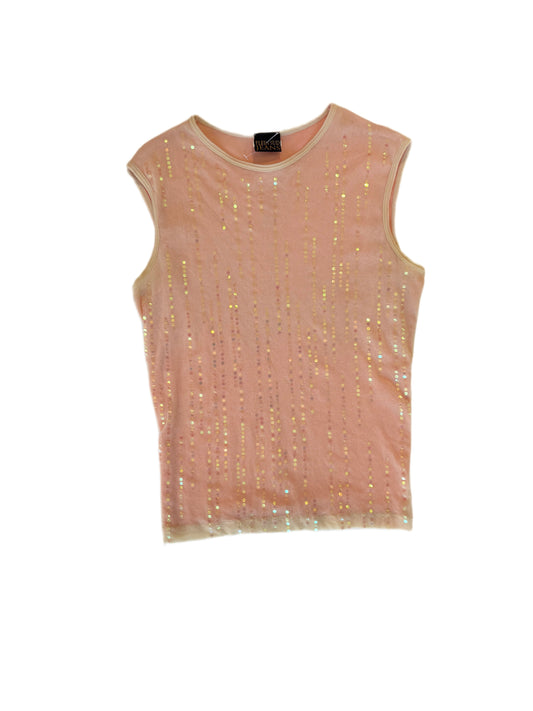 Plein Sud Blush Pink Sequin Tank Top