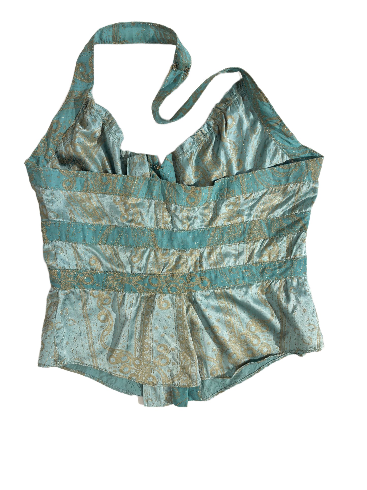 Roberto Cavalli Turquoise Brocade Corset Top
