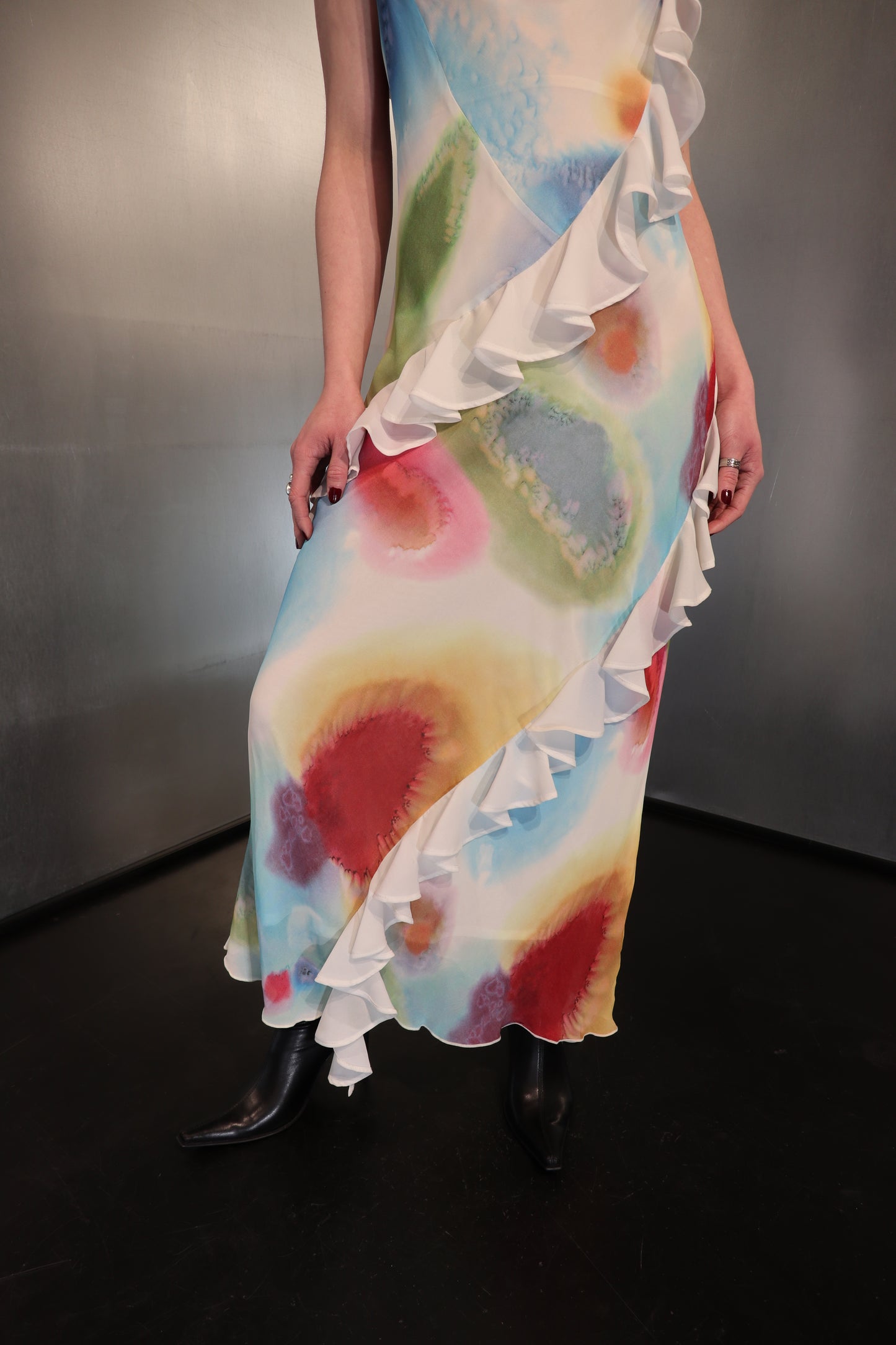 2000’s Ruffle Watercolor Maxi Dress