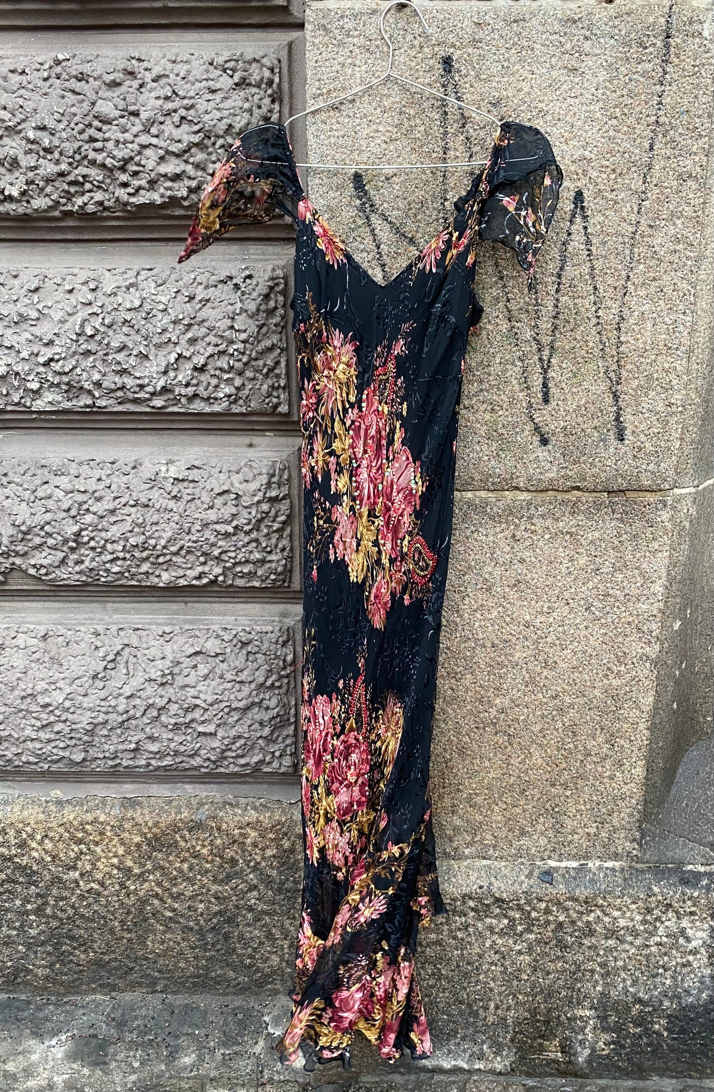 Beaded Floral Silk dress 1990’s
