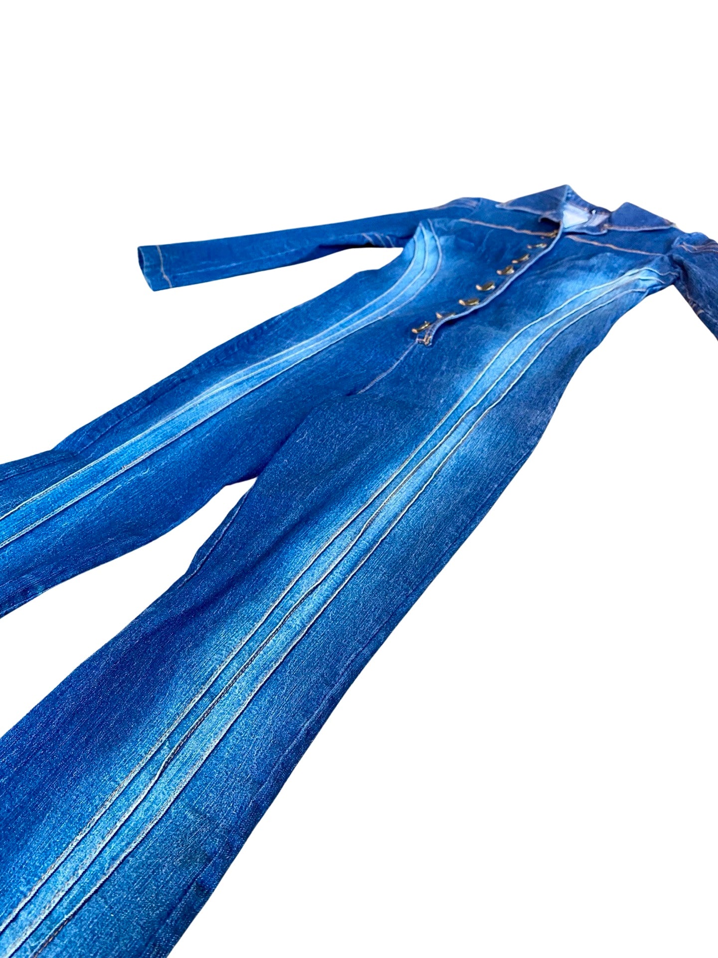 Striped Jeans Jumpsuit Y2K
