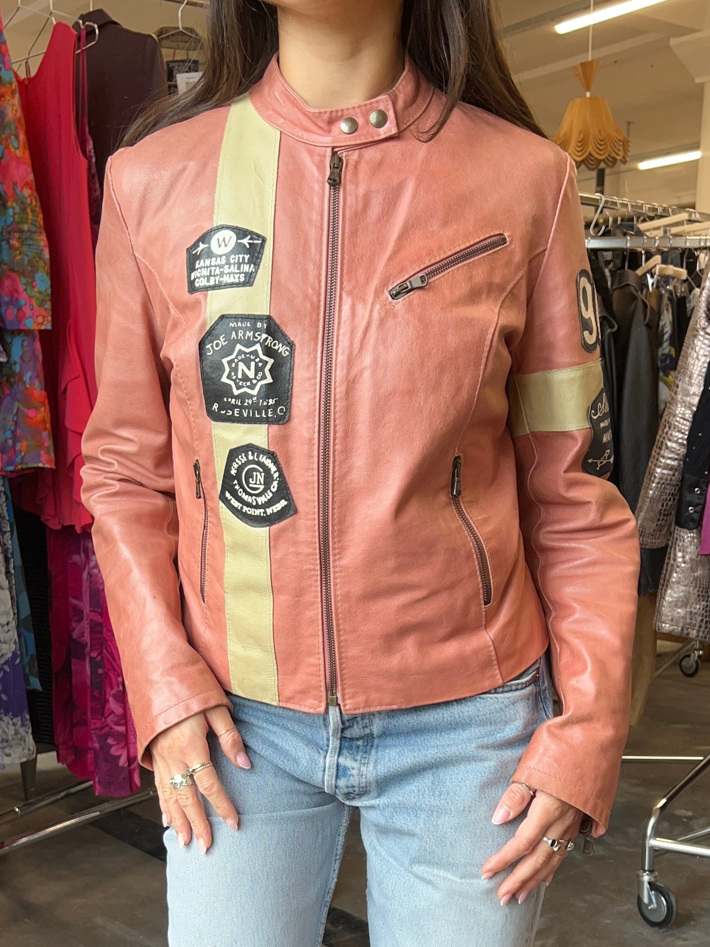 Punk leather moto jacket