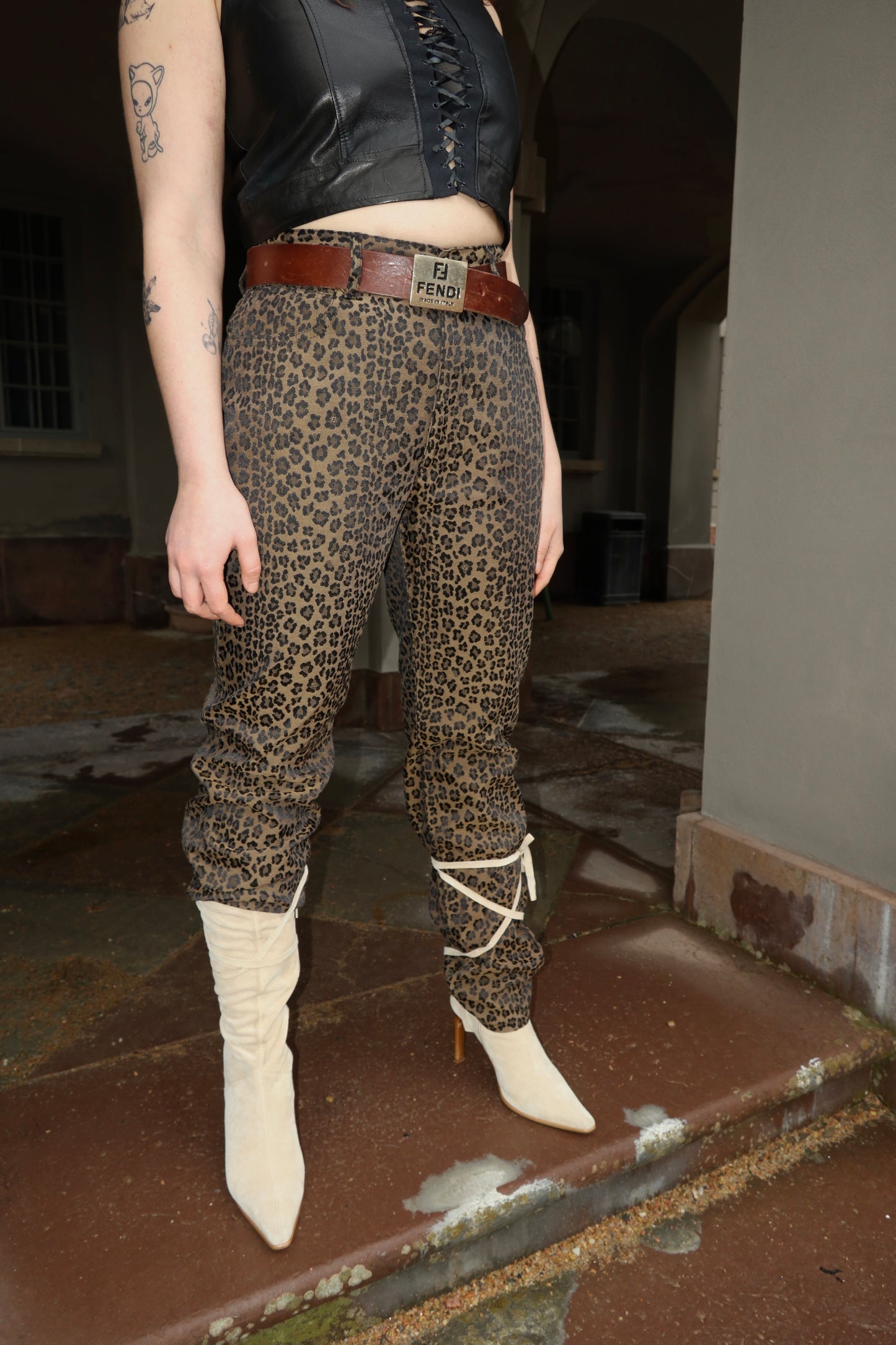 Fendi monogram cheetah trousers