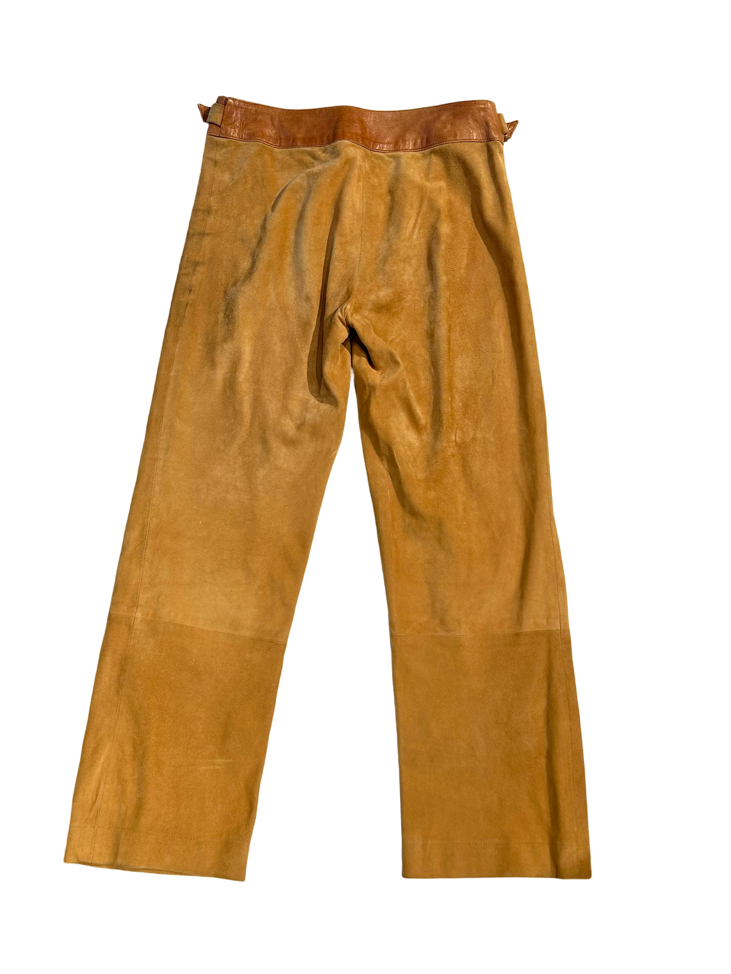 Italian soft suede belted trousers