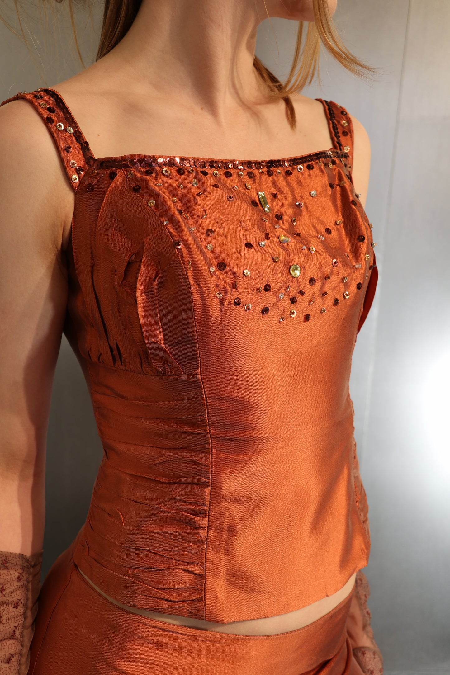 Metallic Bronze Skirt Set