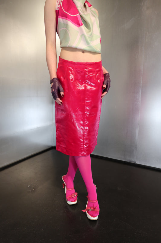 Blumarine Fuchsia Glazed Midiskirt