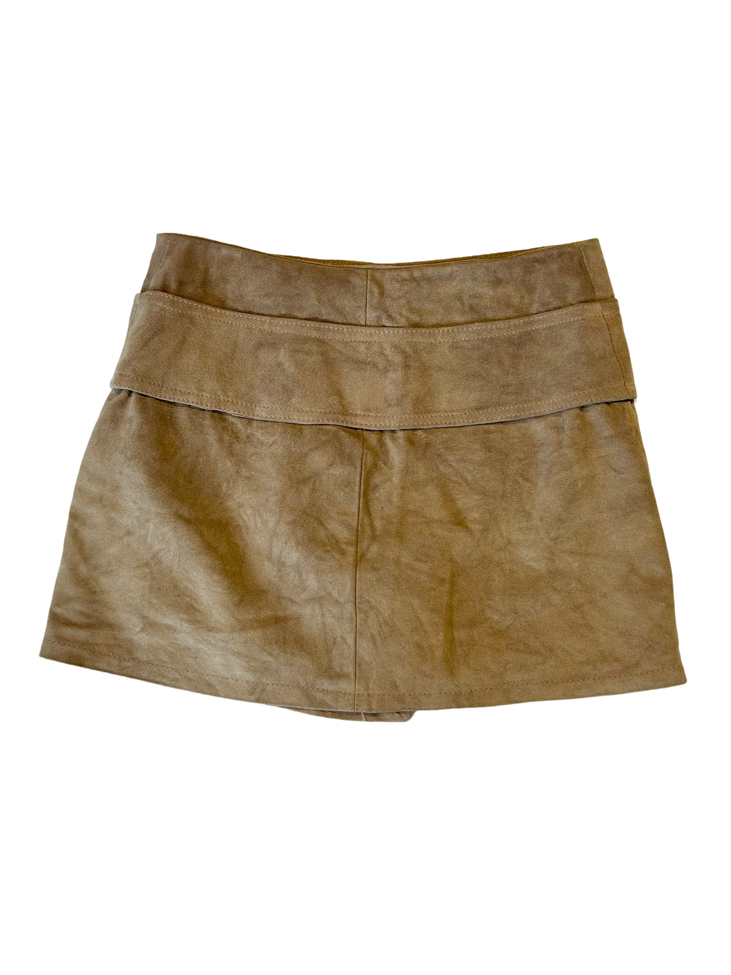 Y2K latte suede mini skirt