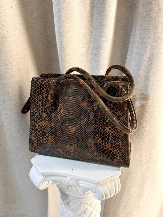 Italian shiny reptile shoulder bag