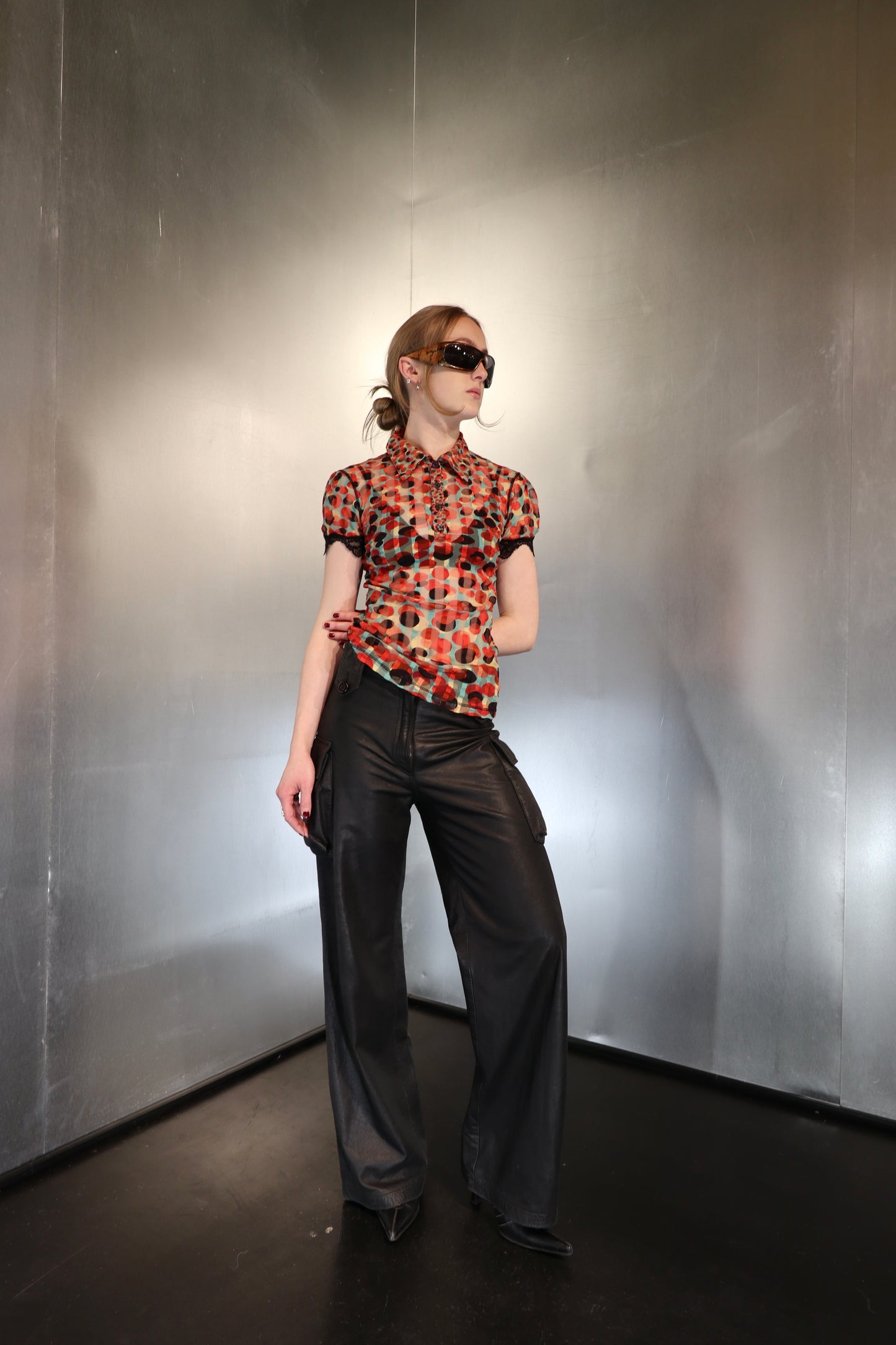 Gaultier Soleil Sheer Polkadot Mesh Top