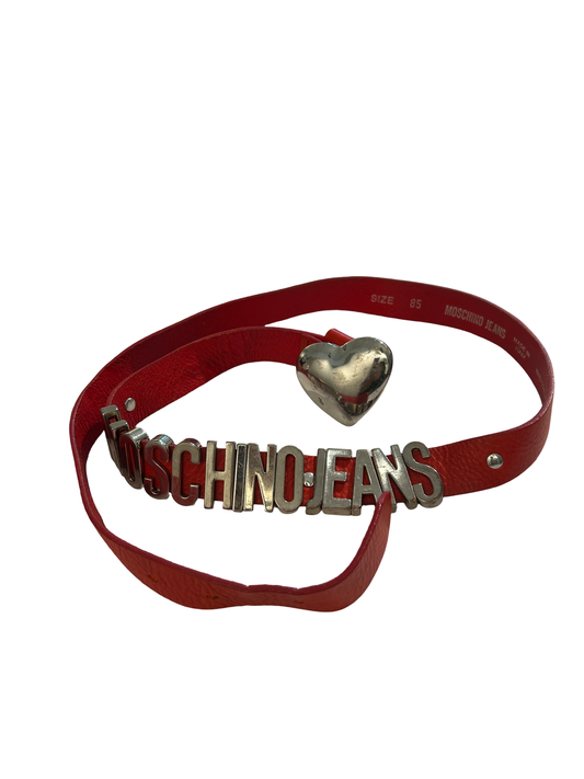 Moschino chrome heart letter belt