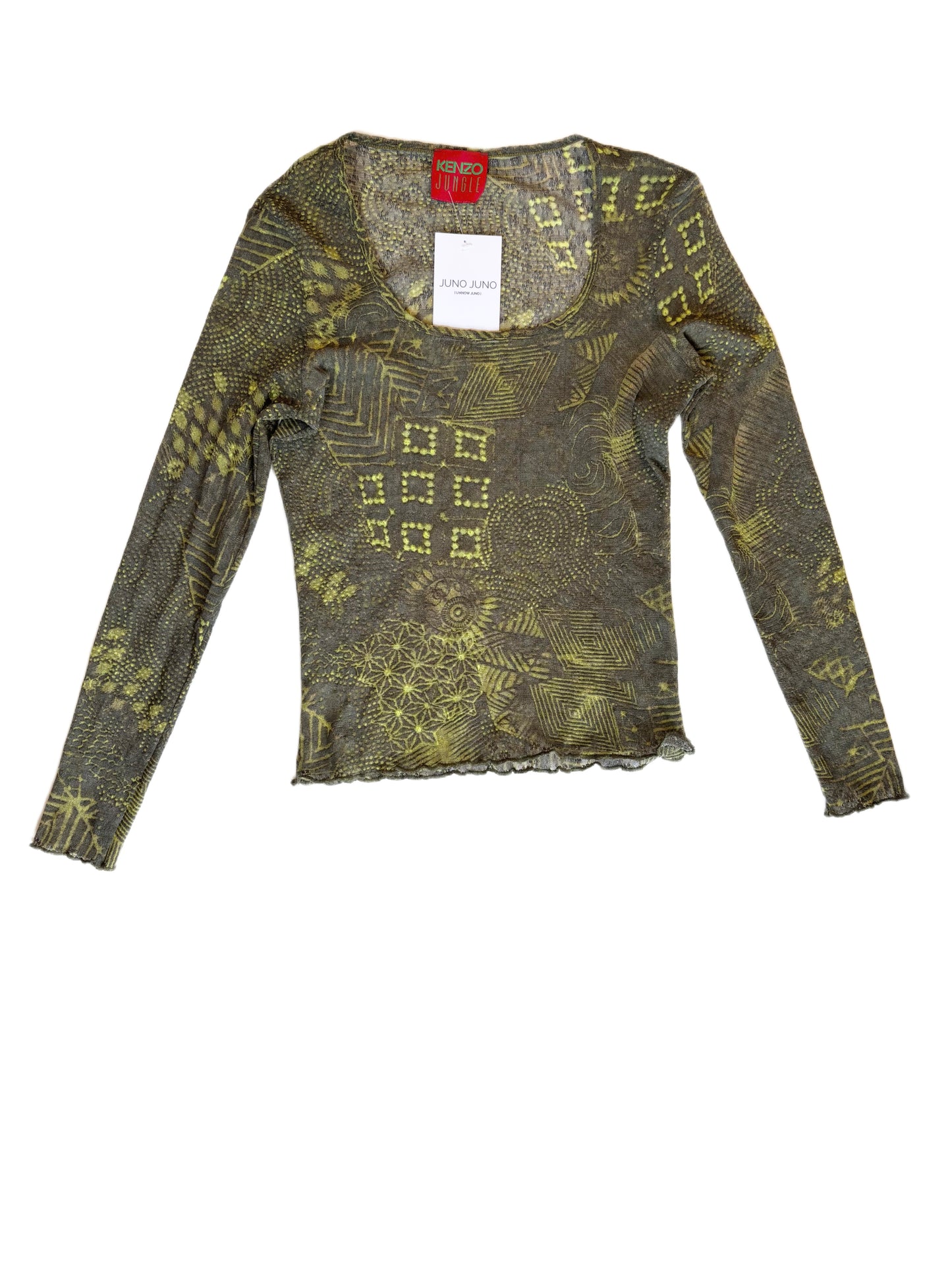 Kenzo Jeans Olive Sheer Mesh Top