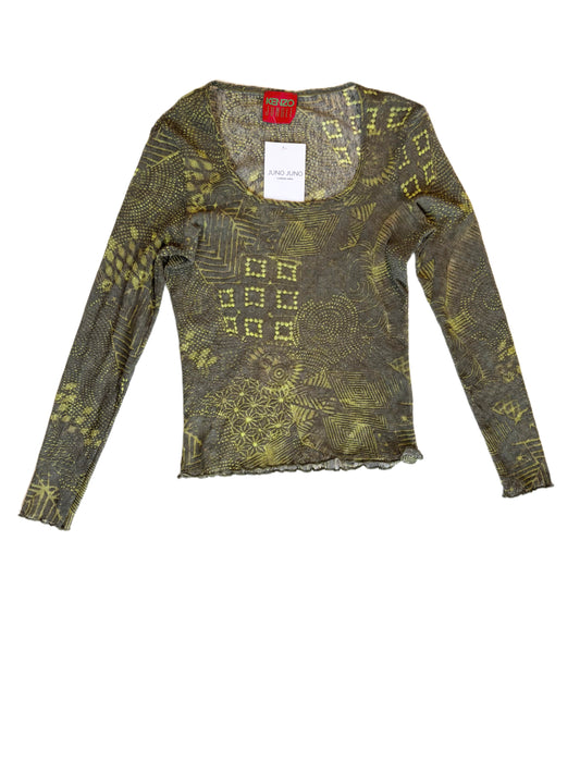 Kenzo Jeans Olive Sheer Mesh Top