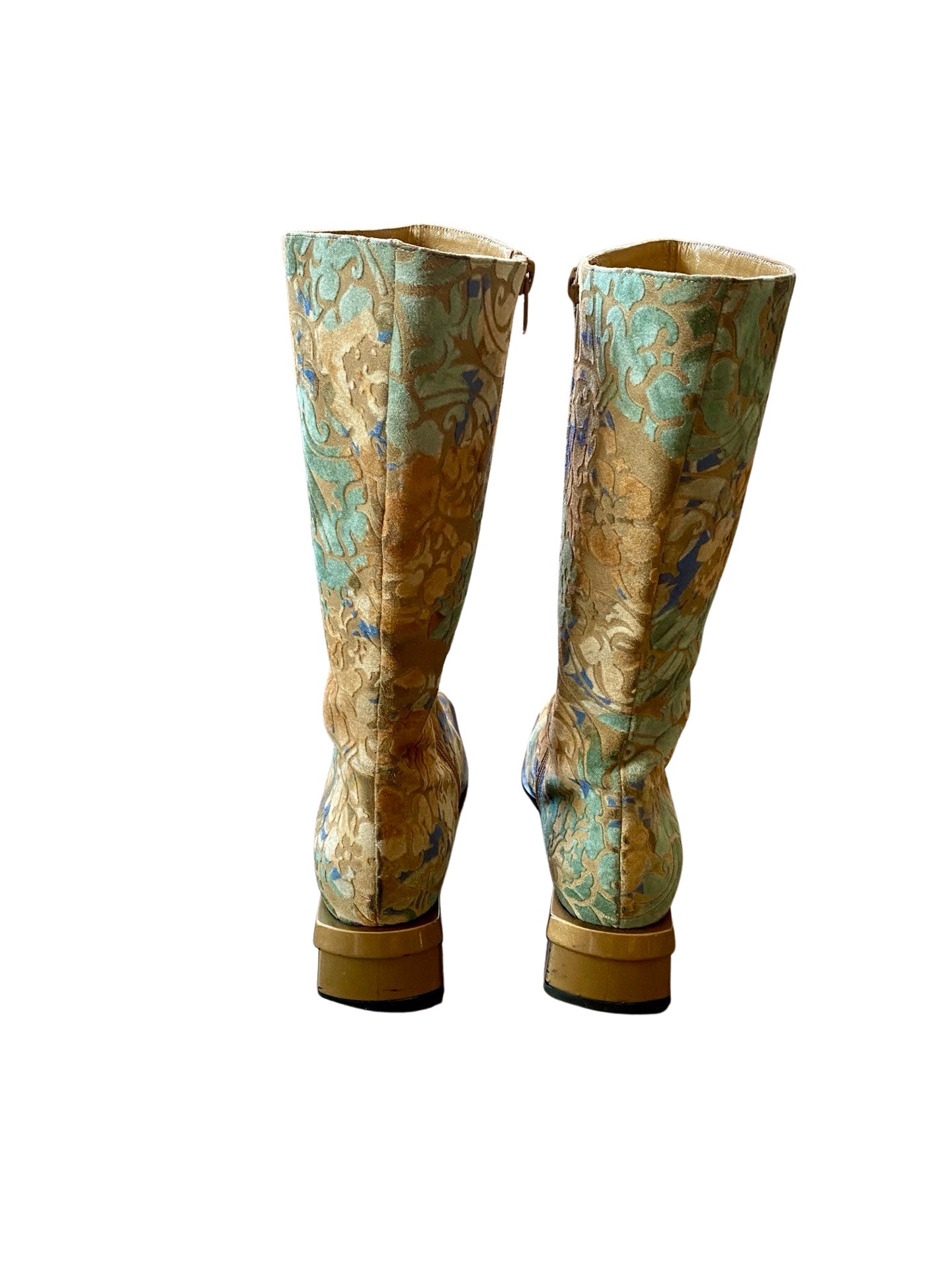 Floral Print Velour Boots 90’s