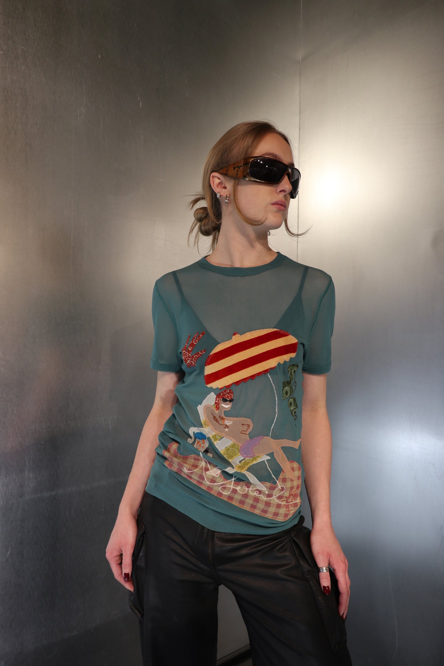 Gaultier Soleil Beach Scene Mesh Top