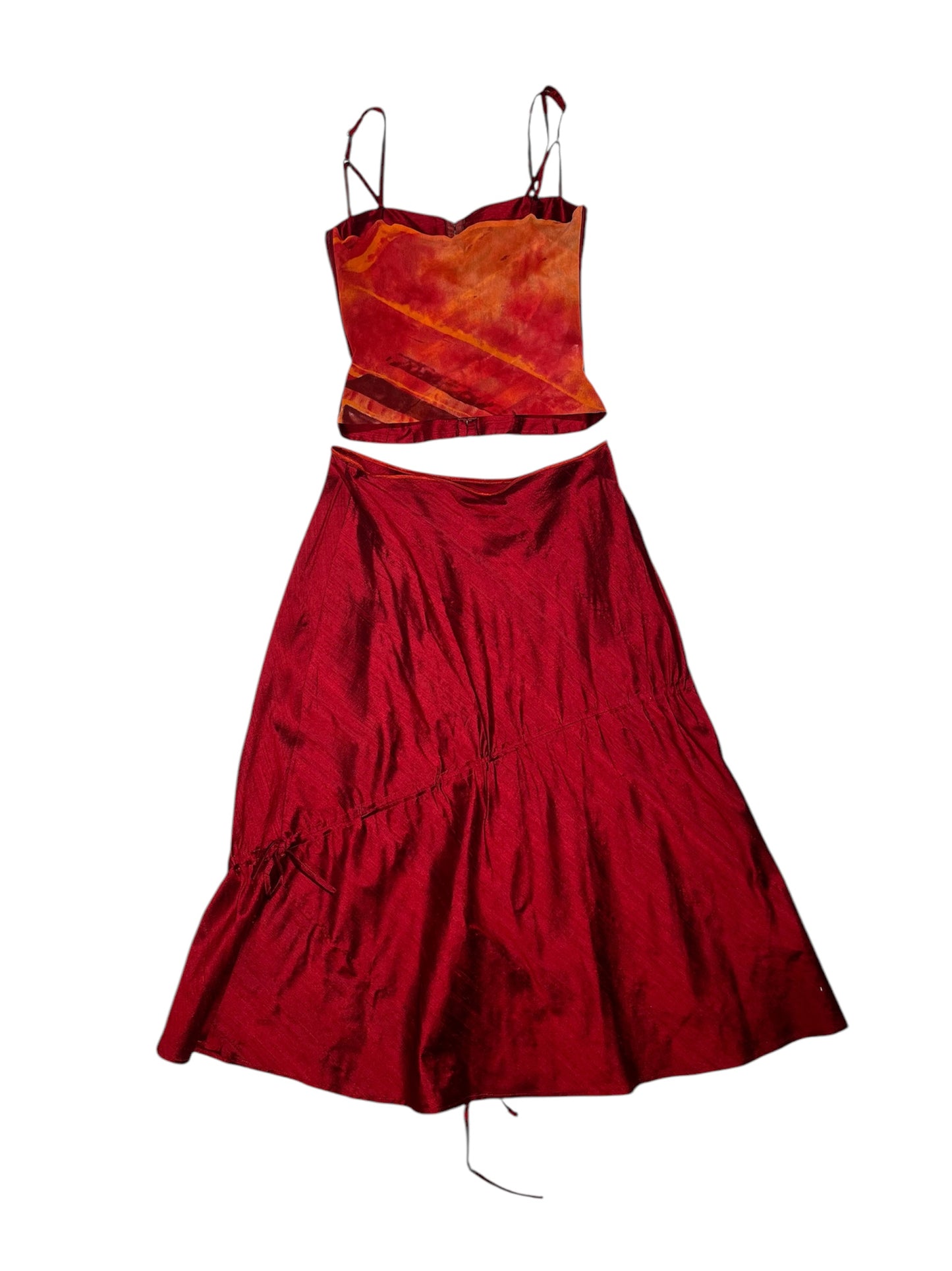 Vintage silk set in shades of red