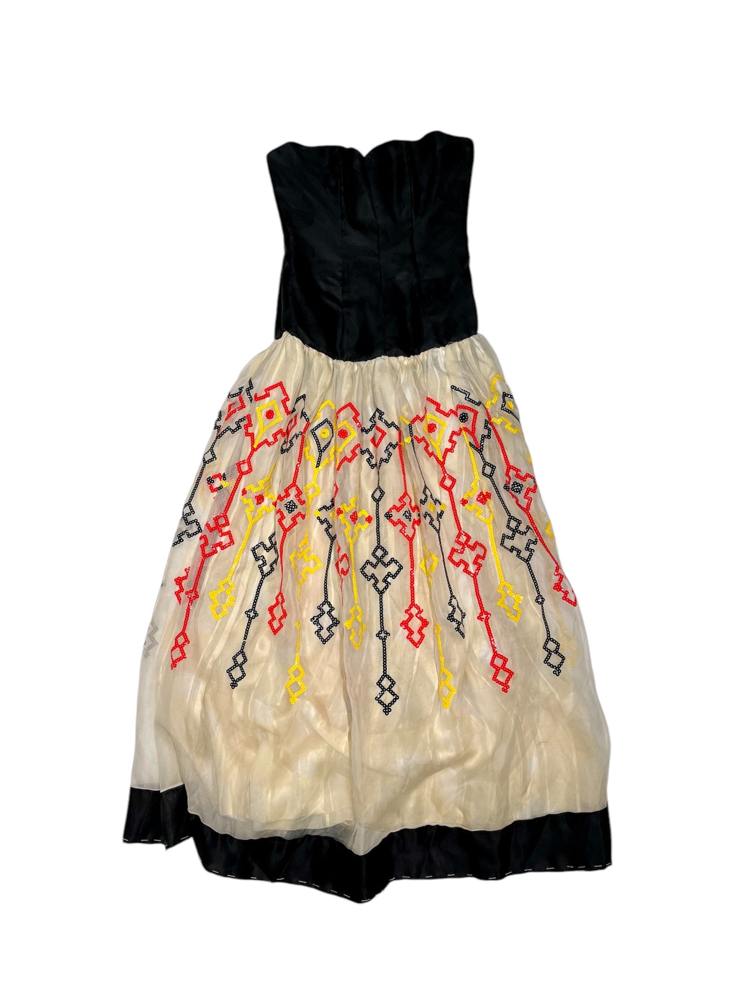 Corset dress with embellished skirt