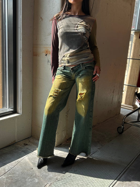 Y2K low waist flared denim