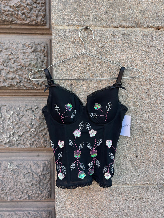 Embroidered flower corset