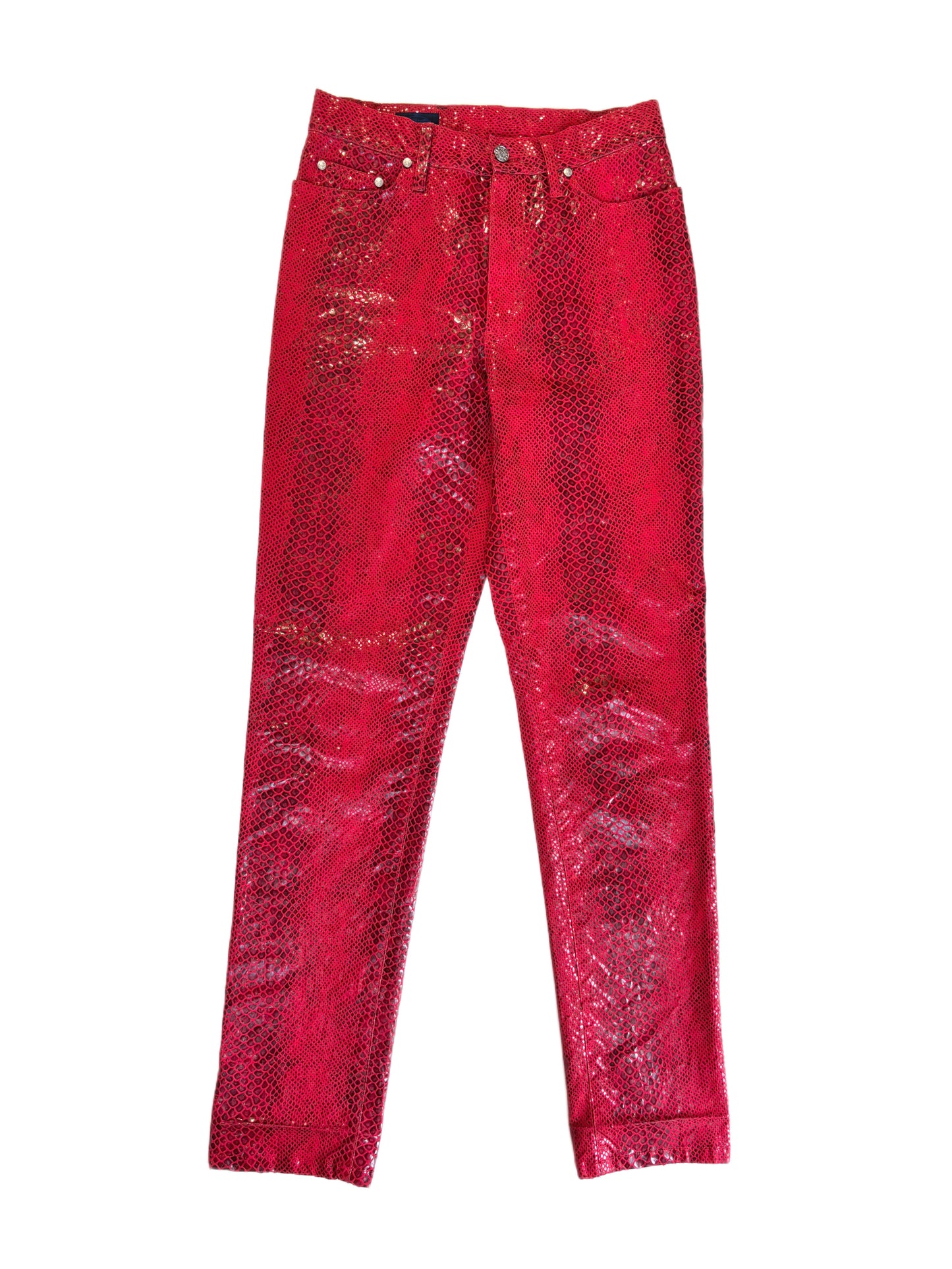 Kenzo Jeans Red Snakeskin Print Pants