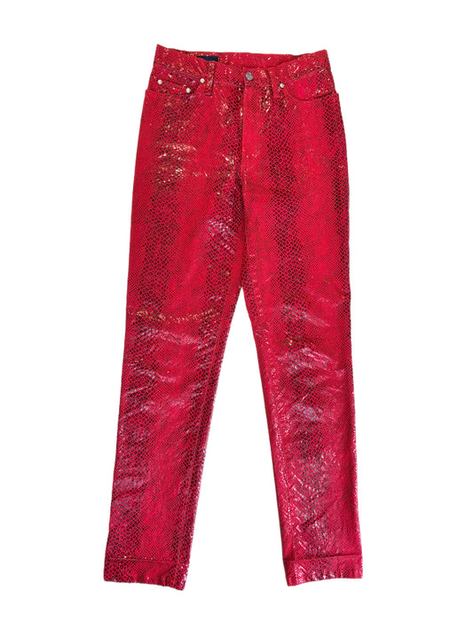 Kenzo Jeans Red Snakeskin Print Pants