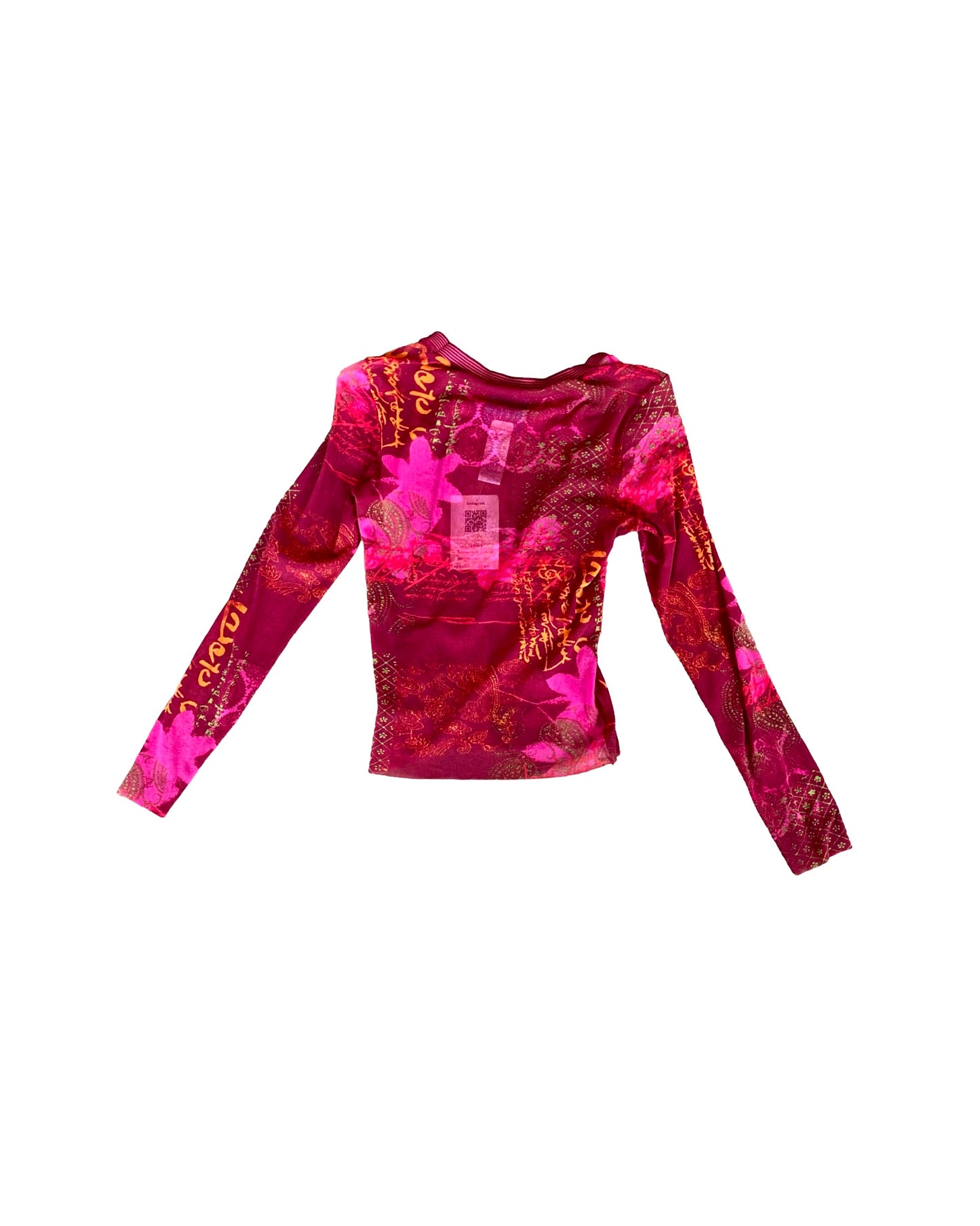 Kenzo mesh Fuchsia Print Top 90’s