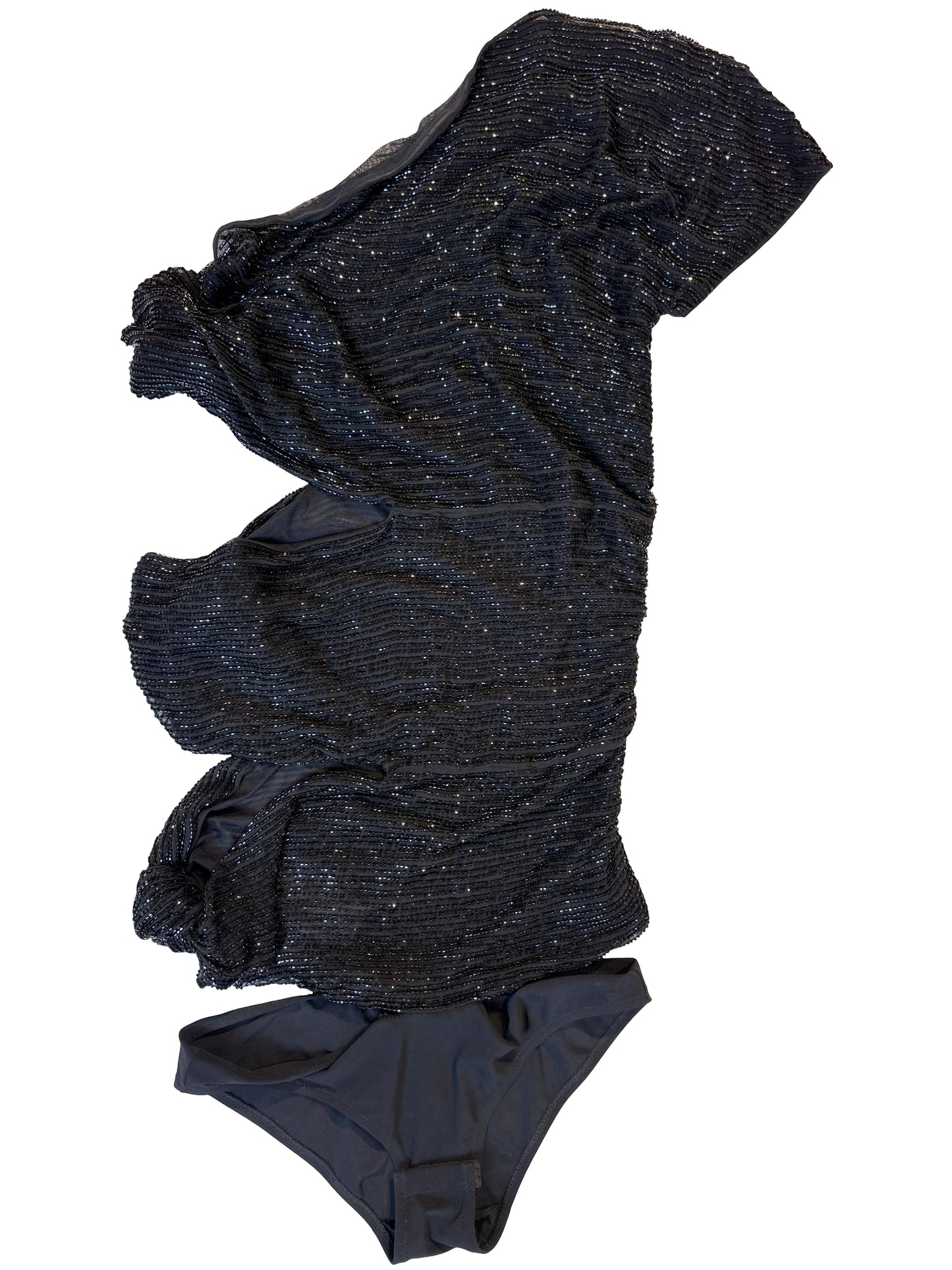 Giorgio Armani Asymmetric Sequin Bodysuit 90s Couture Statement