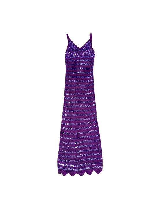 PURPLE CROCHET SEQUIN DRESS 80’s