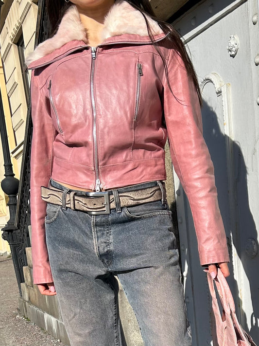 Barbie fur leather jacket