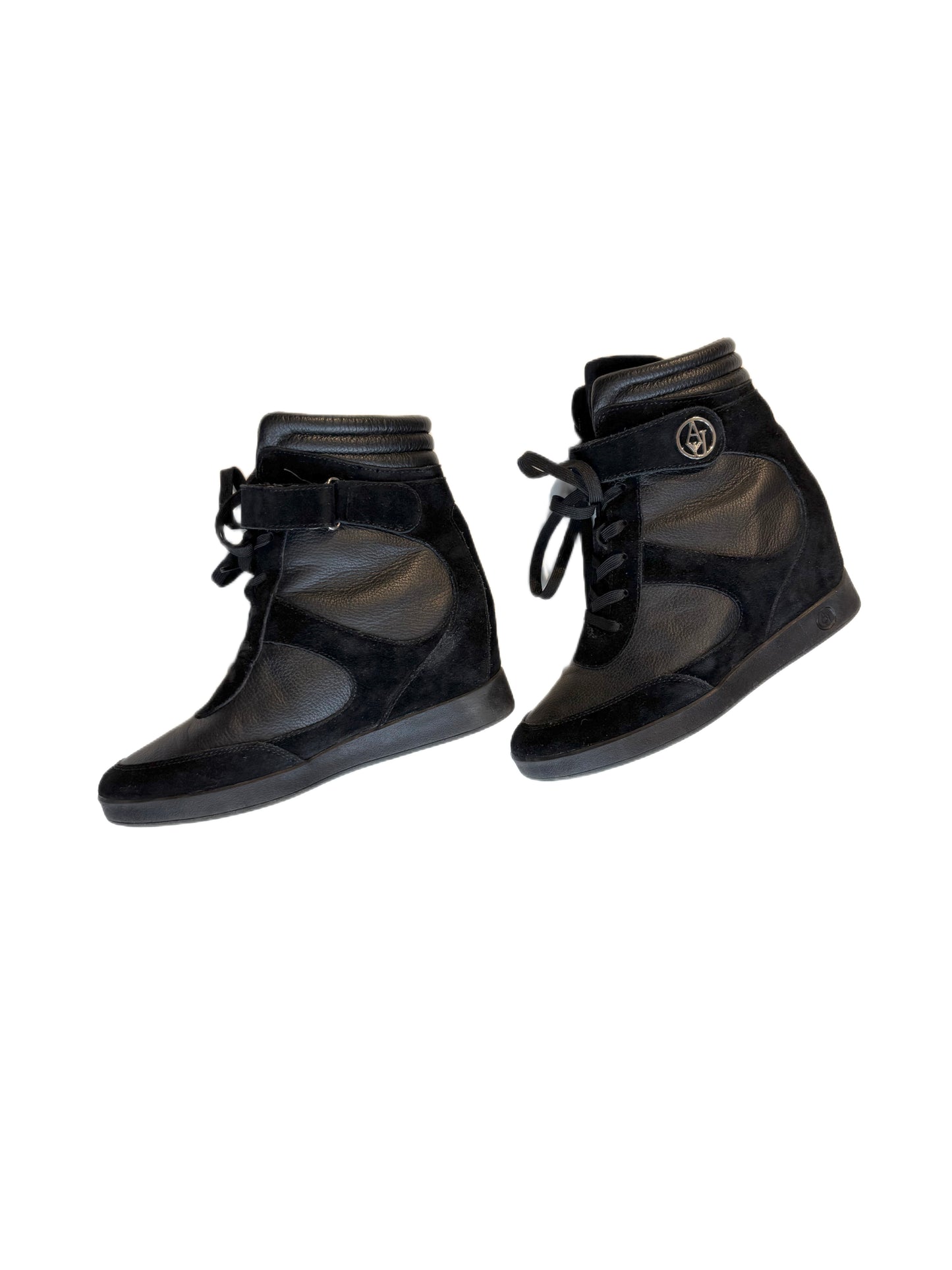 Armani Jeans black wedge sneakers