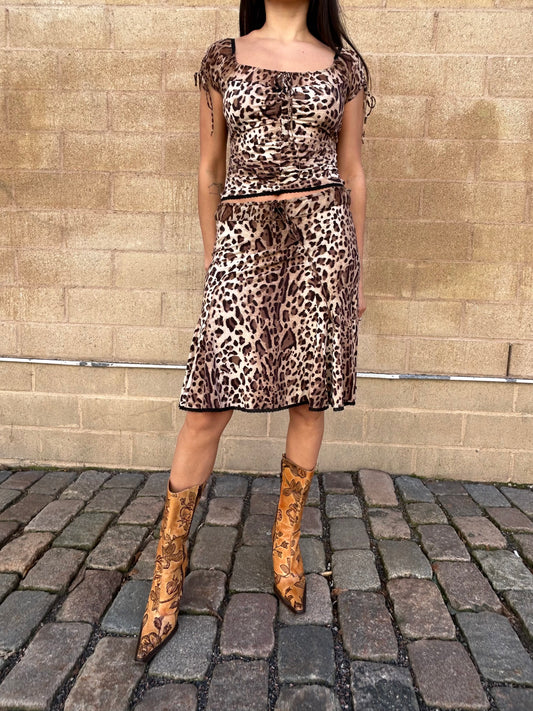 Blumarine cheeta silk set