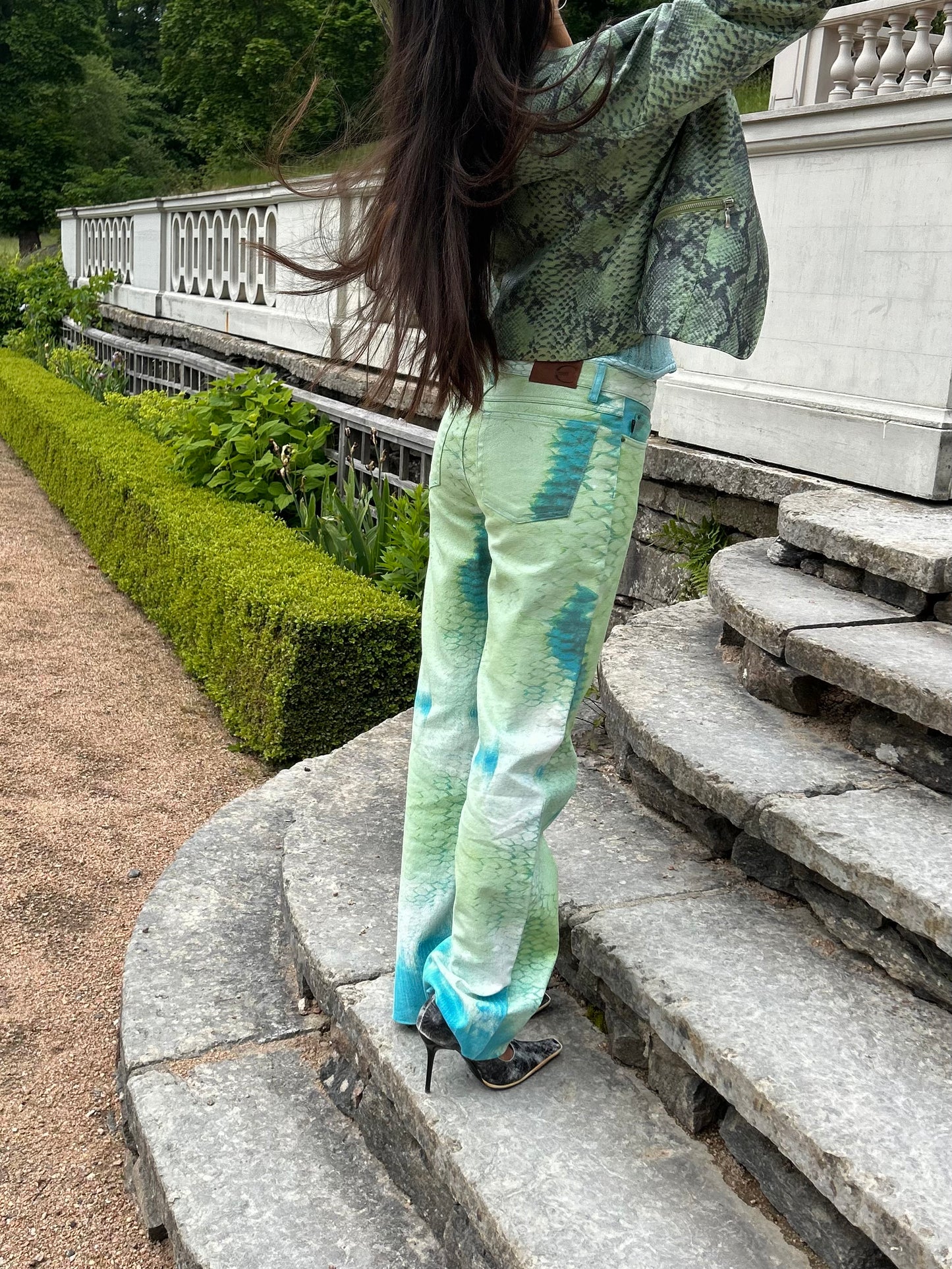 Roberto Cavalli Y2K snake print pants