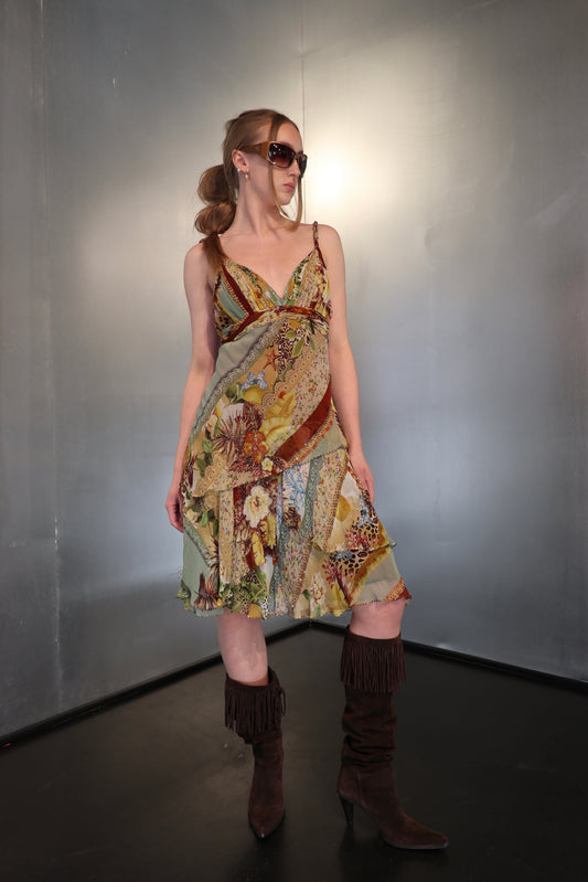 Vintage Alberto Makali Layered Silk Dress