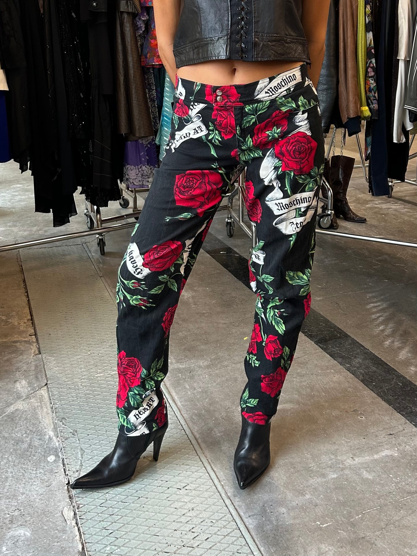 90’s Moschino rose tattoo pants