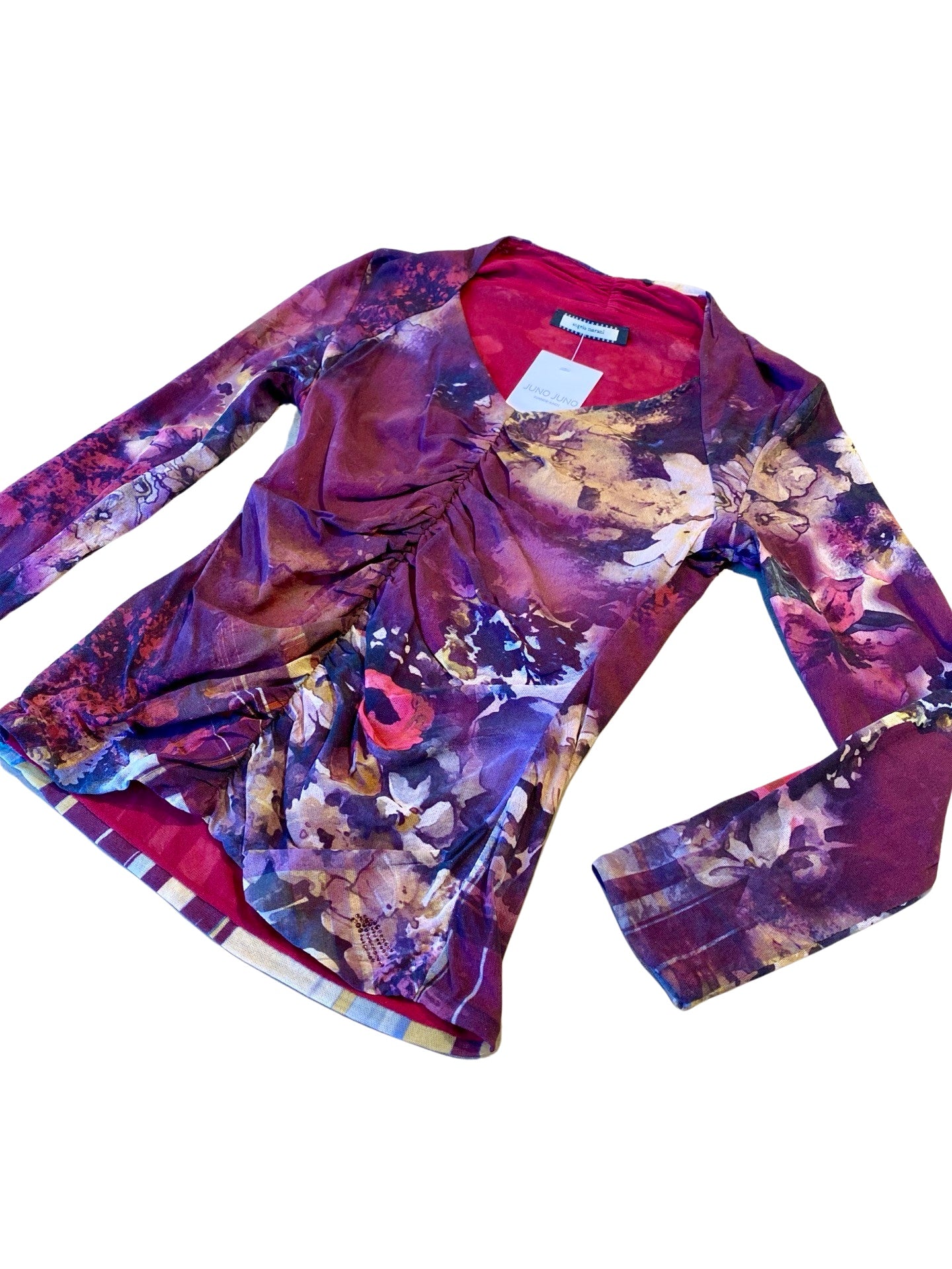 Angelo Marani Watercolor Mesh Top Y2K